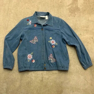 Vintage embroidered Alfred  Dunner denim shacket